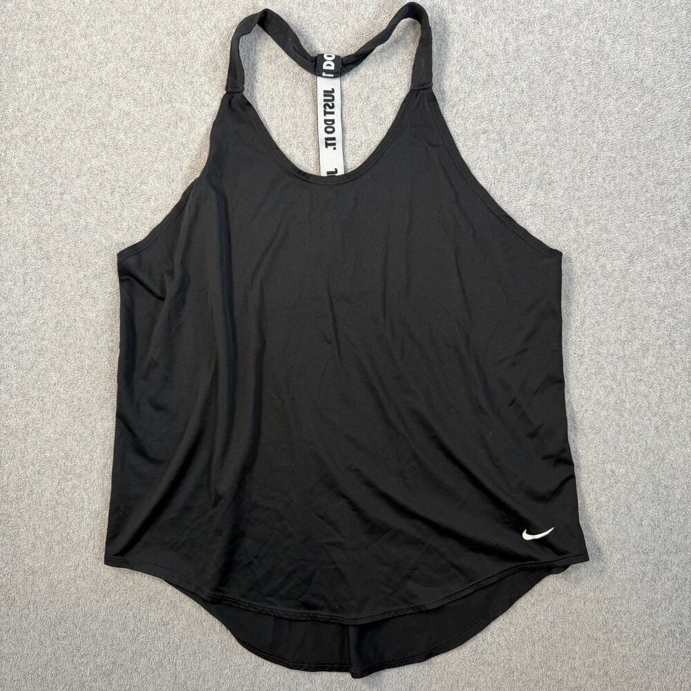 Nike Dri-Fit "Just Do It" Black Racerback Tank Top Women's Large Fitness Active